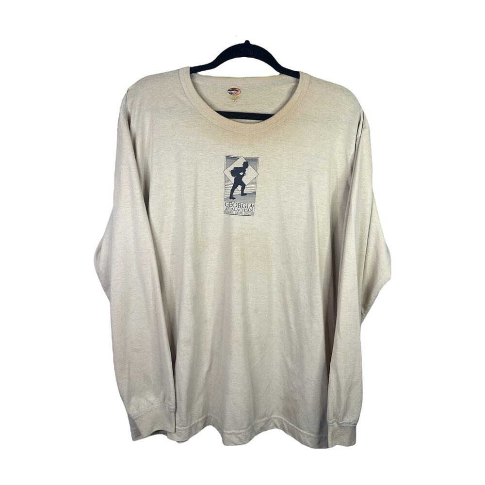 Duofold Yellow Tan Georgia Appalachian Trail Club Logo Long Sleeve Tee Size L